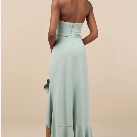 Lulu's Seafoam High-Low Halter Ruffle Dress - Picture 2 of 6